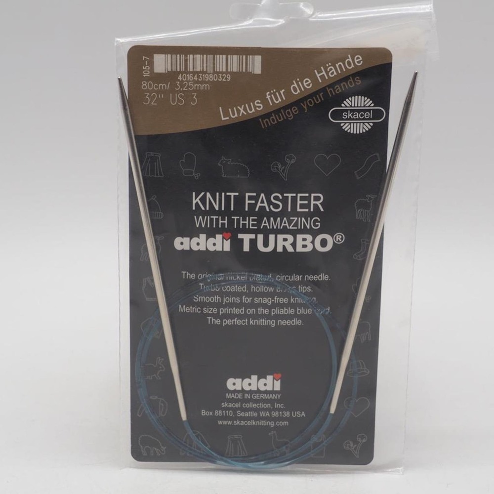 Addi Knitting Needle Circular Turbo Lace Tip Blue Cord 32" US 3